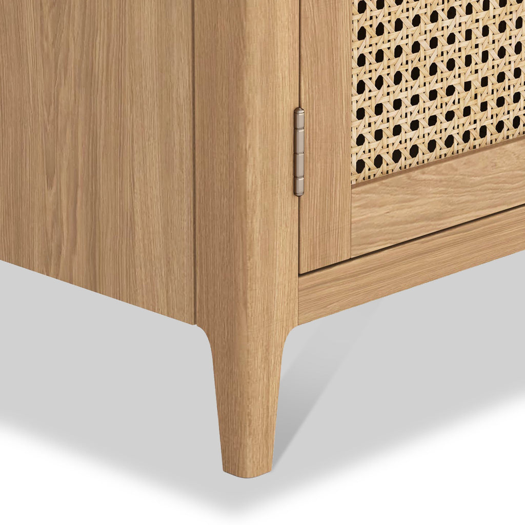 Petit buffet Albany en chêne et rotin