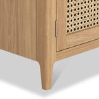 Petit buffet Albany en chêne et rotin