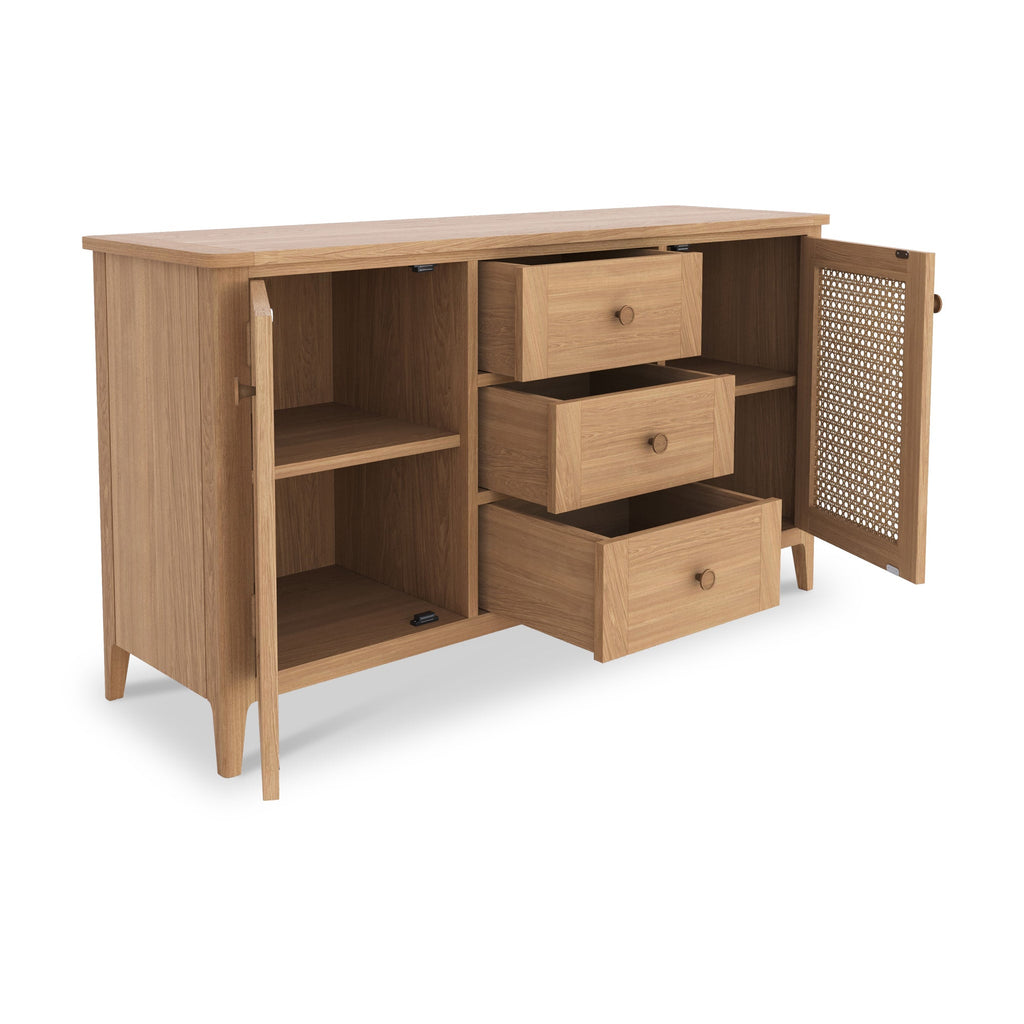 Buffet Albany en chêne et rotin