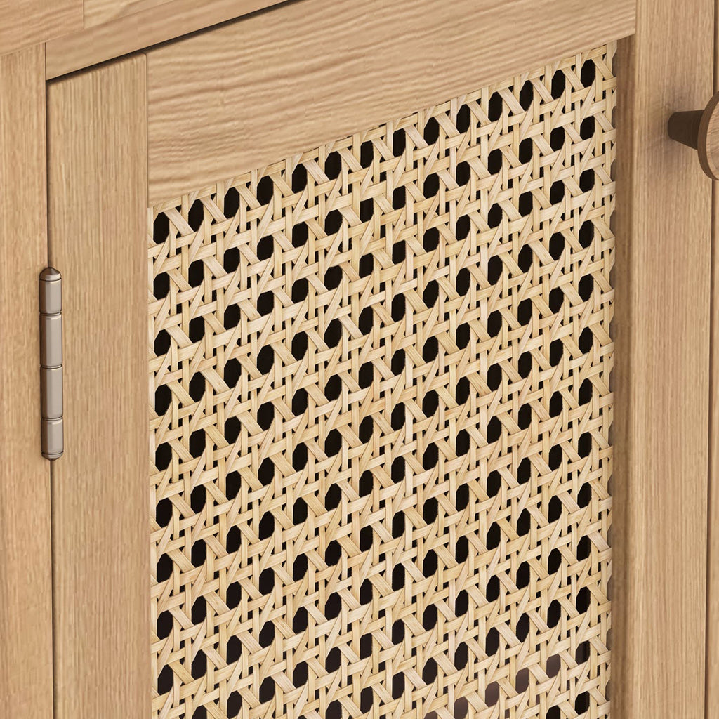 Buffet Albany en chêne et rotin