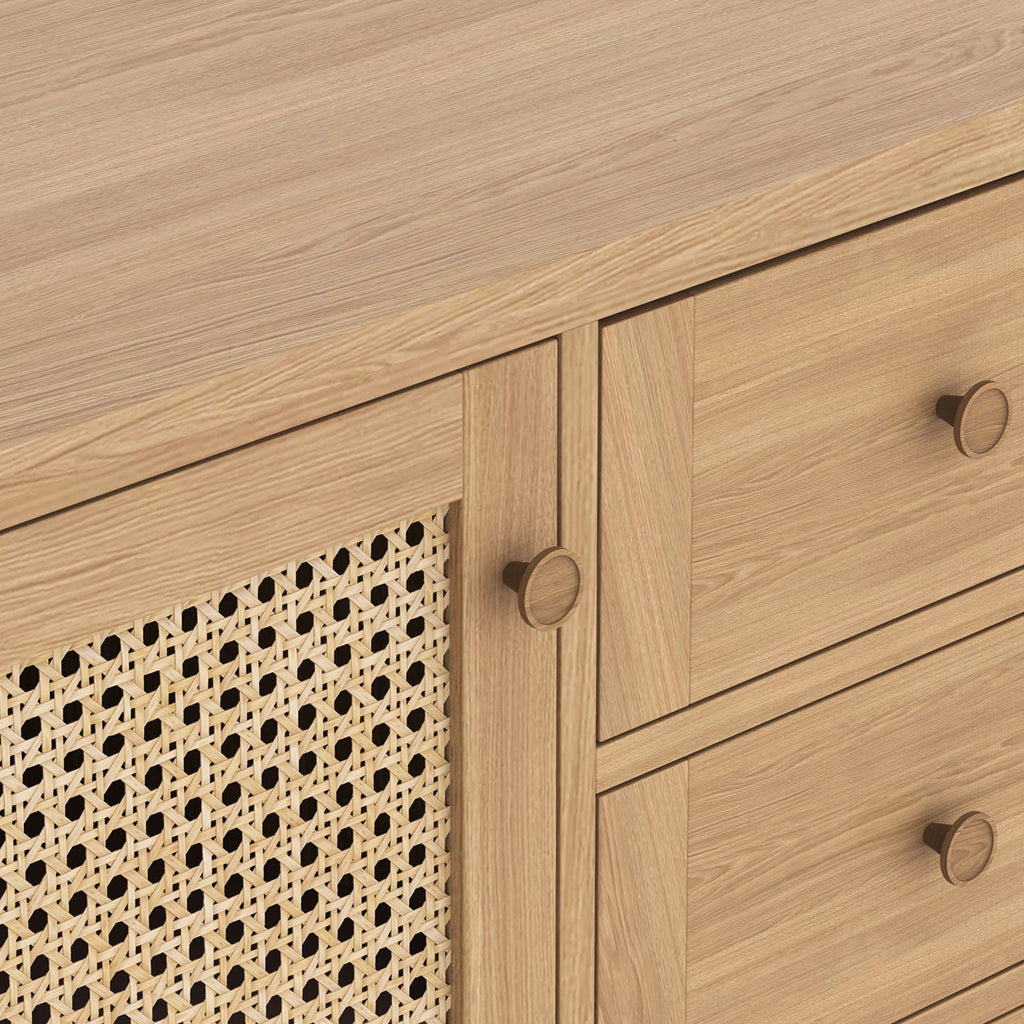 Buffet Albany en chêne et rotin