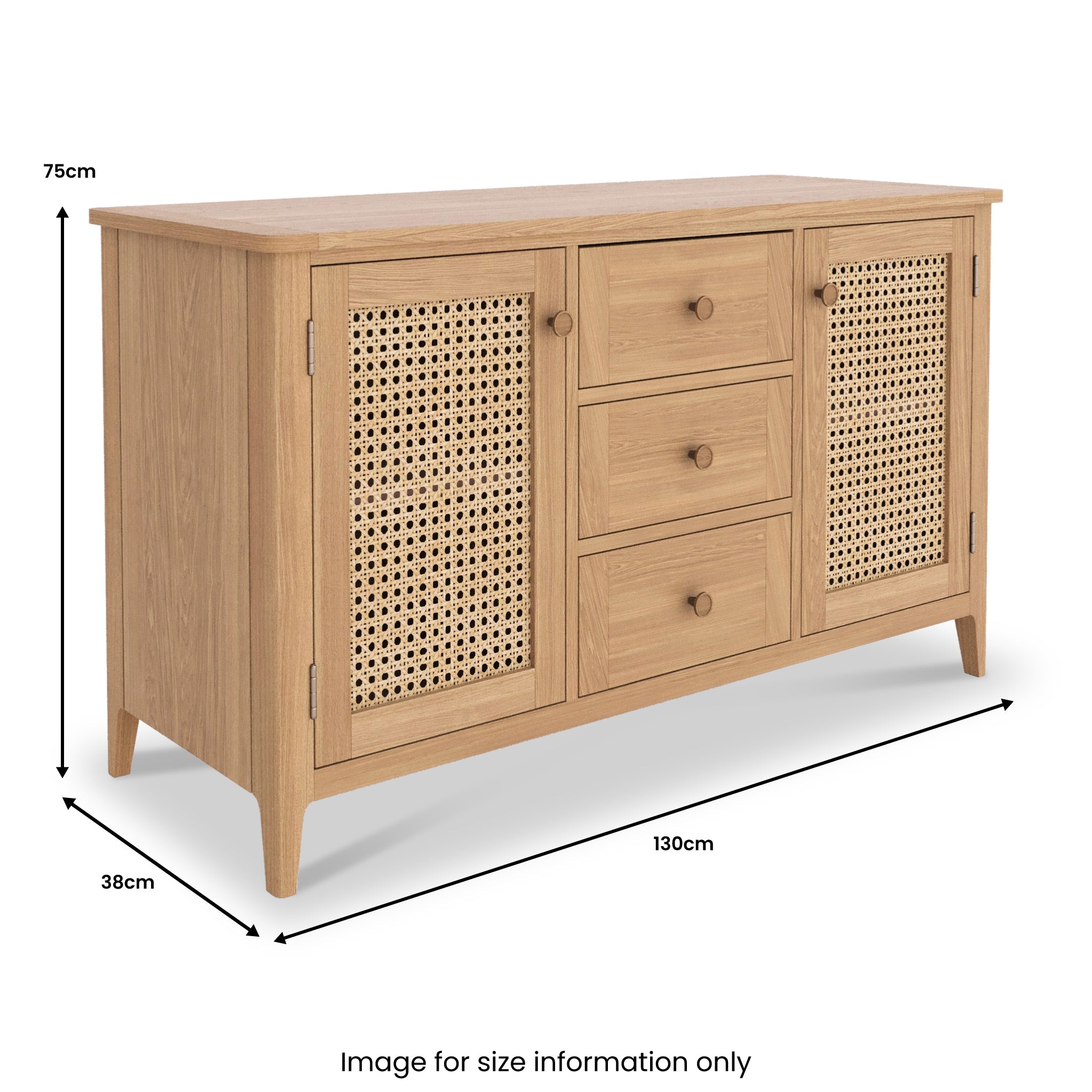 Buffet Albany en chêne et rotin