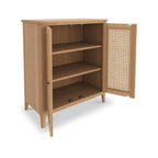 Petit placard Albany en chêne et rotin