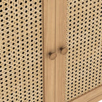 Petit placard Albany en chêne et rotin