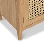 Petit placard Albany en chêne et rotin