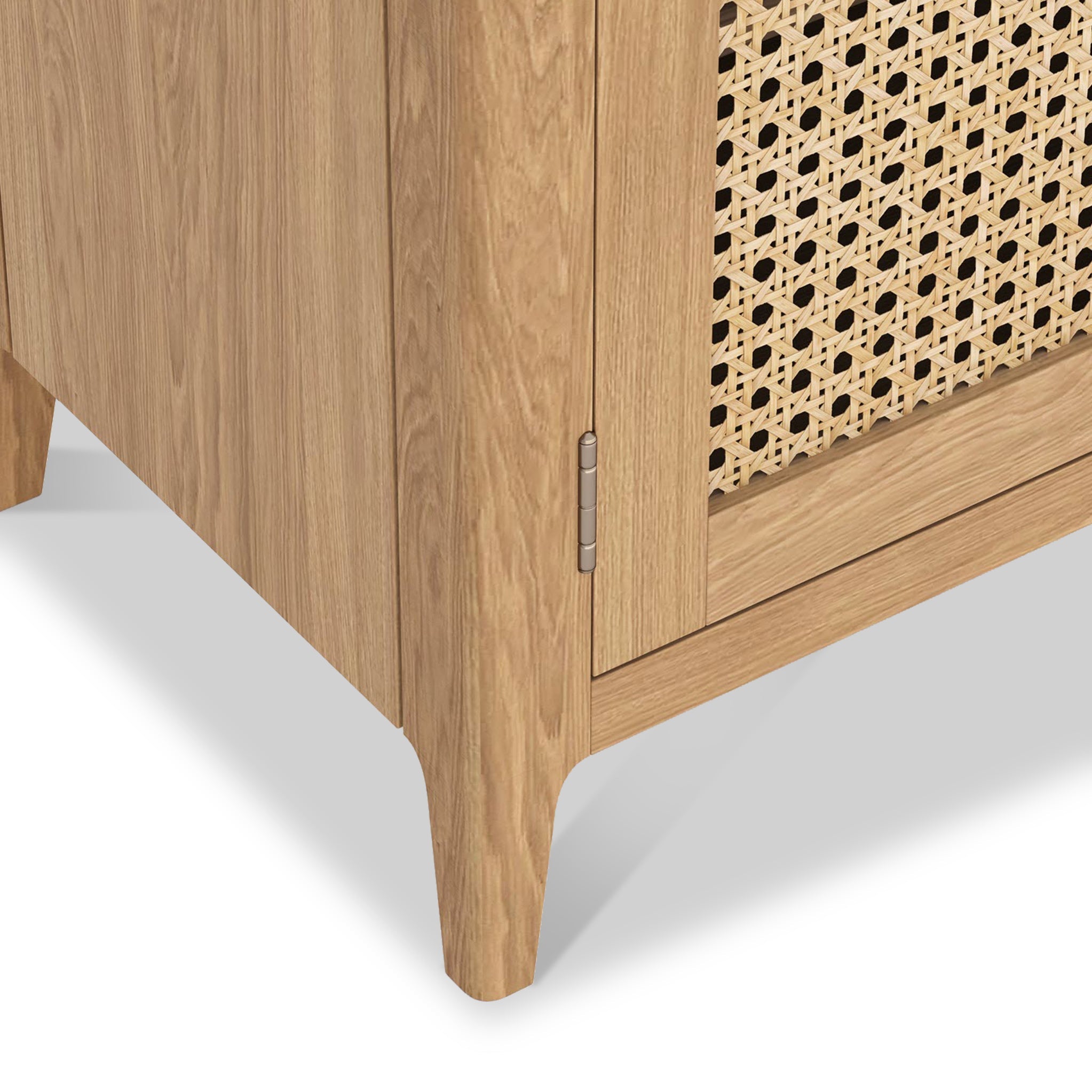 Petit placard Albany en chêne et rotin