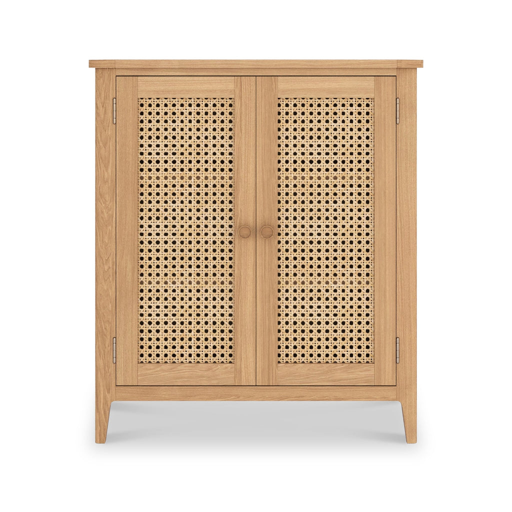 Petit placard Albany en chêne et rotin