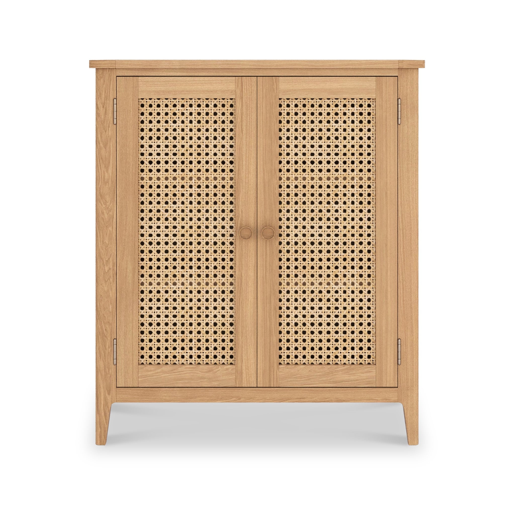 Petit placard Albany en chêne et rotin