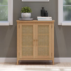 Petit placard Albany en chêne et rotin