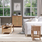 Petit placard Albany en chêne et rotin