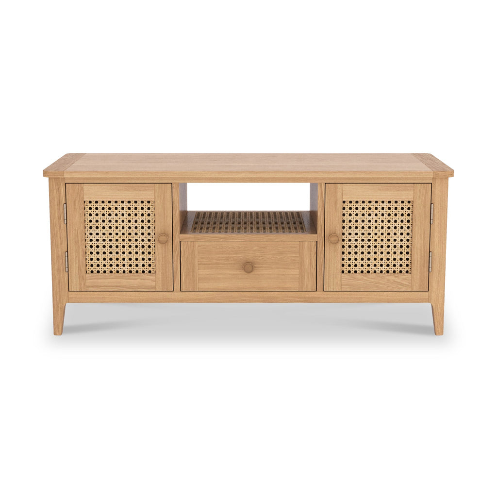 Meuble TV Albany en chêne et rotin de 120 cm