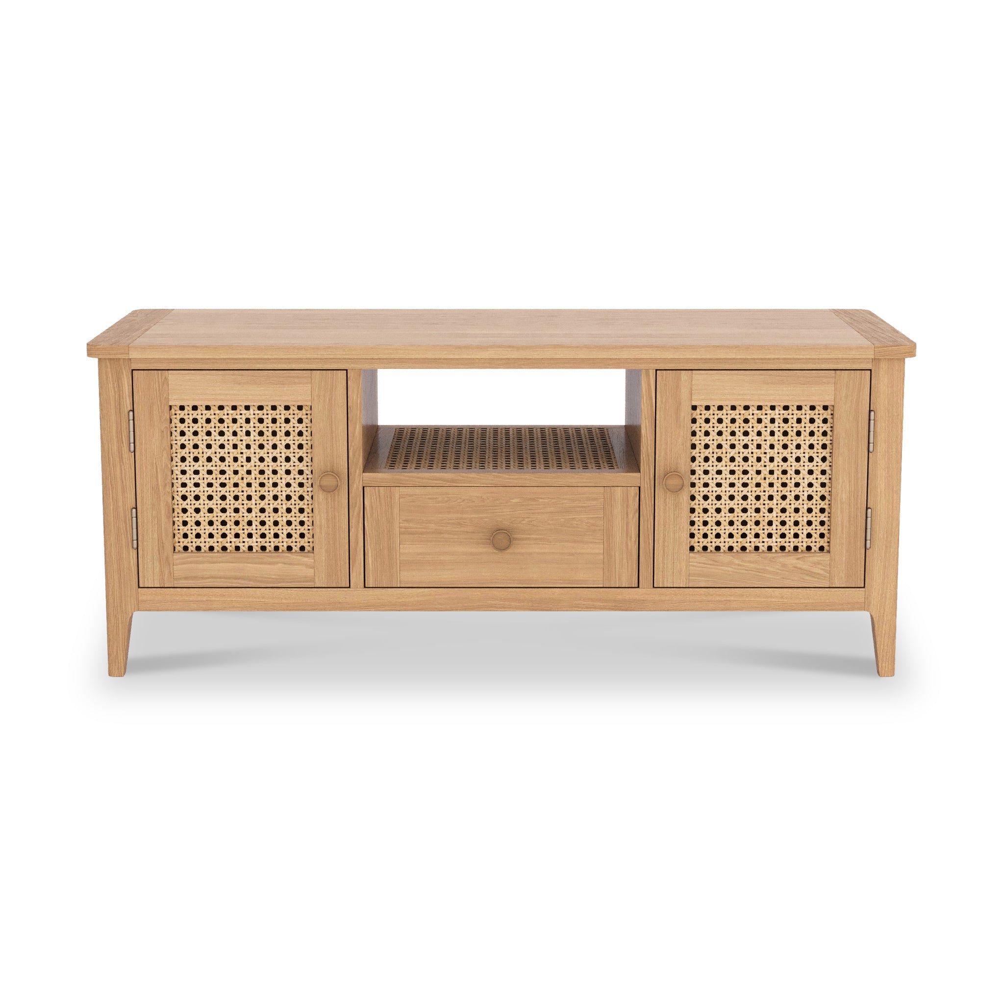 Meuble TV Albany en chêne et rotin de 120 cm