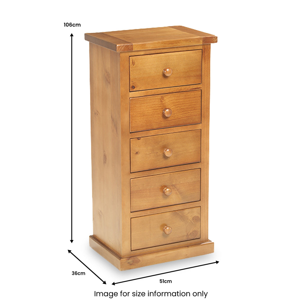 Commode haute à 5 tiroirs en pin de Chiswick