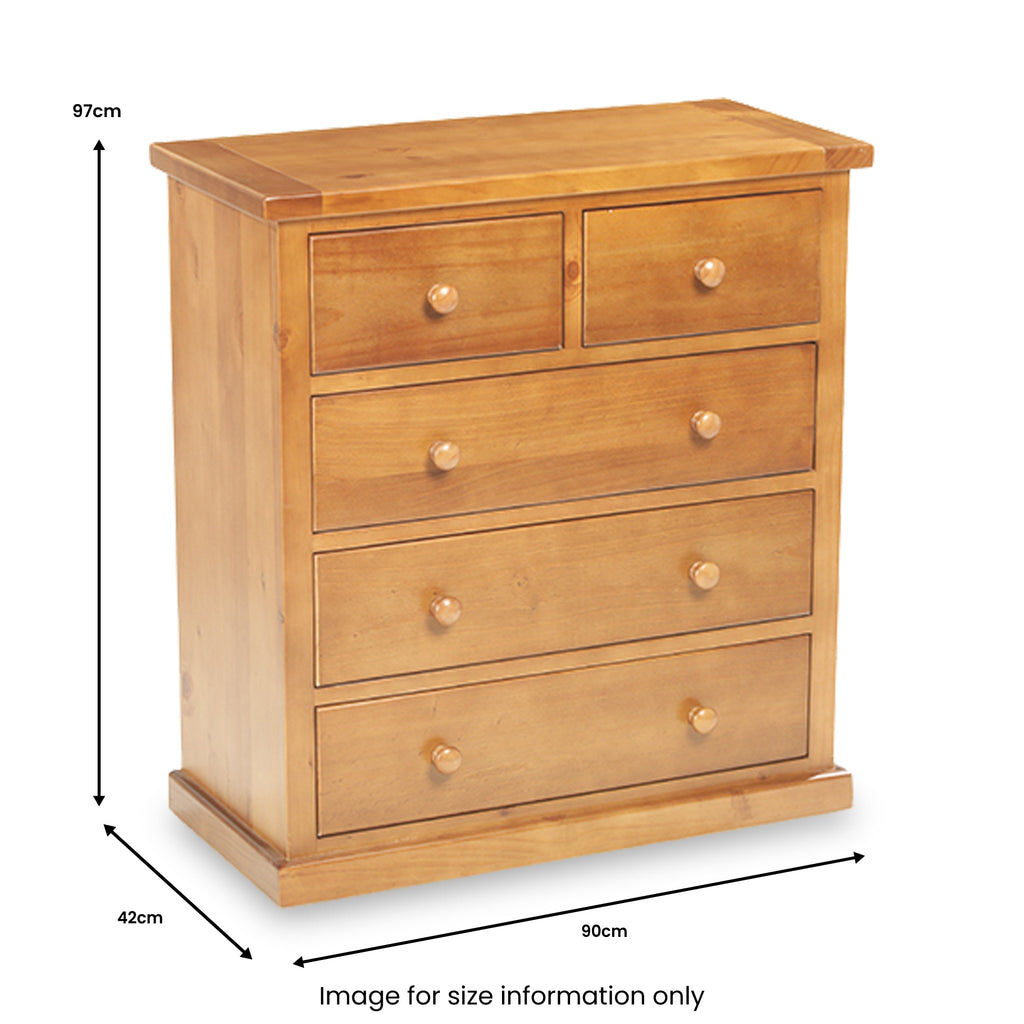 Commode à 2 tiroirs en pin de Chiswick, 3 tiroirs superposés