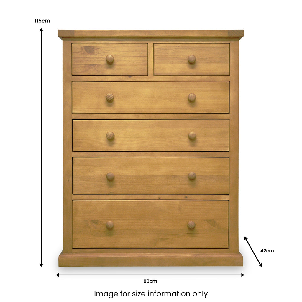 Commode Chiswick Pine, grand modèle, 2 tiroirs en haut et 4 tiroirs en bas.