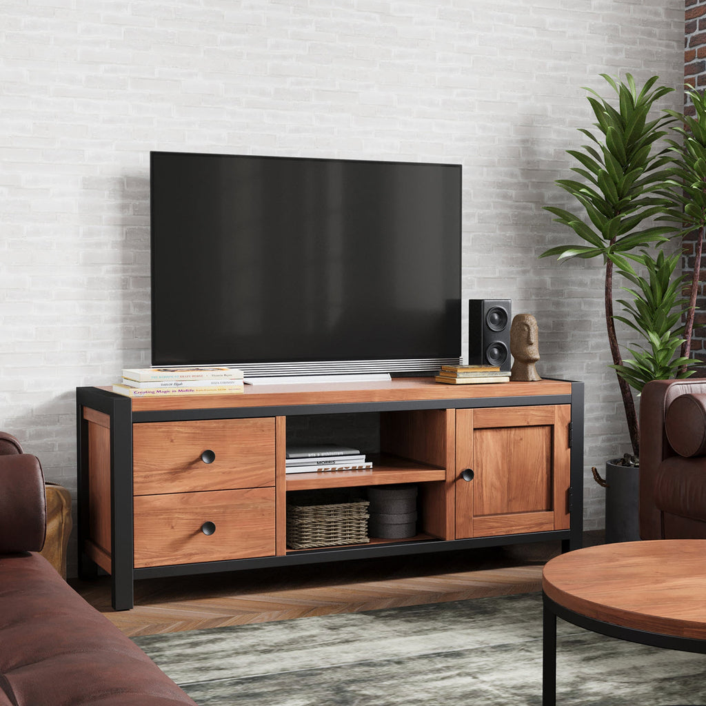 Meuble TV Dunstan en acacia de 125 cm de large