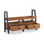 Meuble TV Dunstan en acacia de 135 cm avec tiroirs