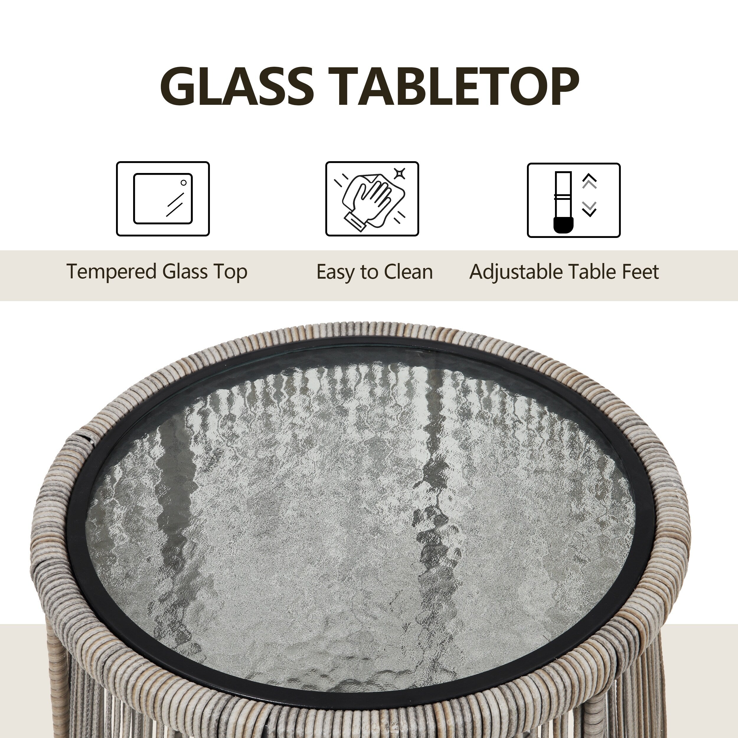 3 Piece Outdoor Wicker Conversation Bistro Set, All-Weather Rattan Furniture Patio Chairs Set with Cushions