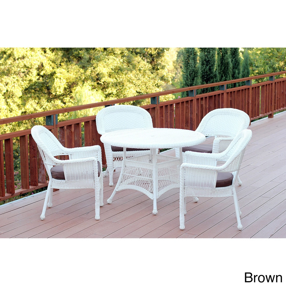 5-piece White Resin Wicker Dining Set