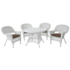 5-piece White Resin Wicker Dining Set