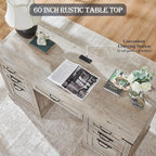 60 Farmhouse Executive Desk, Wood Home Office Desk, Computer Desk