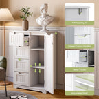 Bathroom Floor Storage Cabinet, Free-Standing Floor Storage Cabinet with 4 Draws and Adjustable Shelf