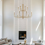15-Light Minimalist Candlestick Chandelier, 2 Tier Ancient Design - 48