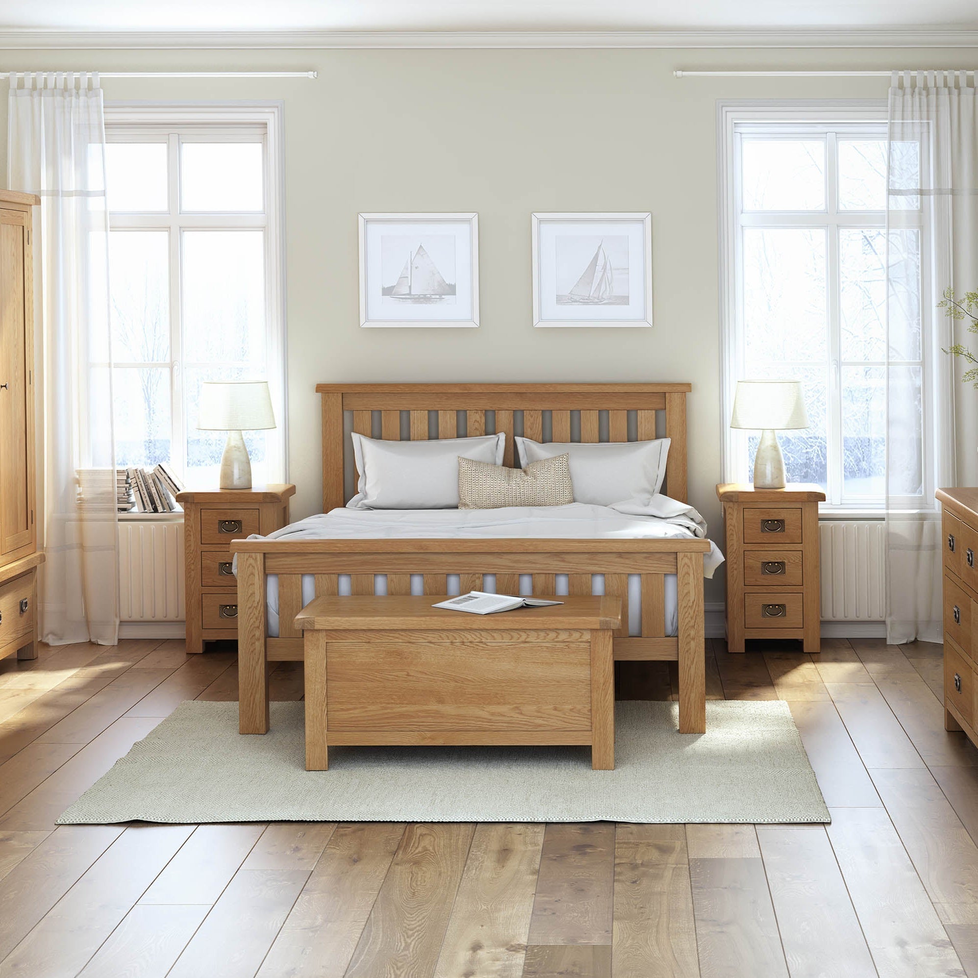 Cadre de lit à lattes en chêne Zelah